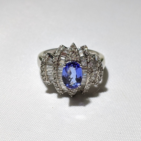 14k Tanzanite Diamond Cocktail Ring - Picture 1 of 8